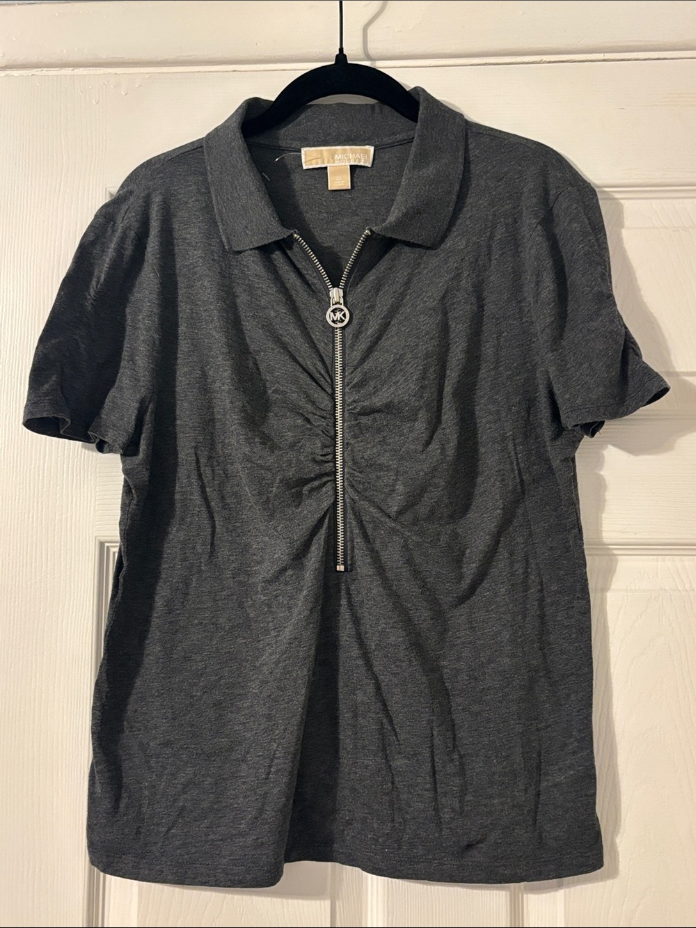 Michael Kors Men's Charcoal Zip-Front Polo